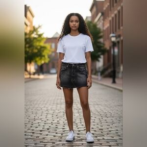 Chip & Pepper LA Denim Mini Skirt | Made in USA | Distressed Dark Wash | Size 26